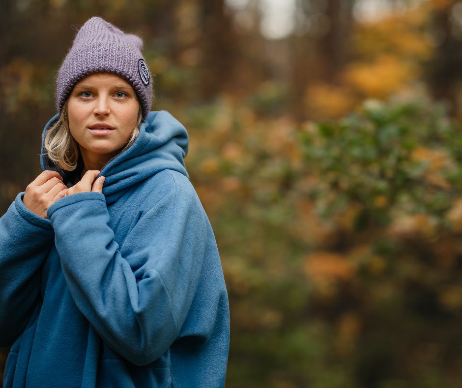 Indigo fliisist pusaponcho