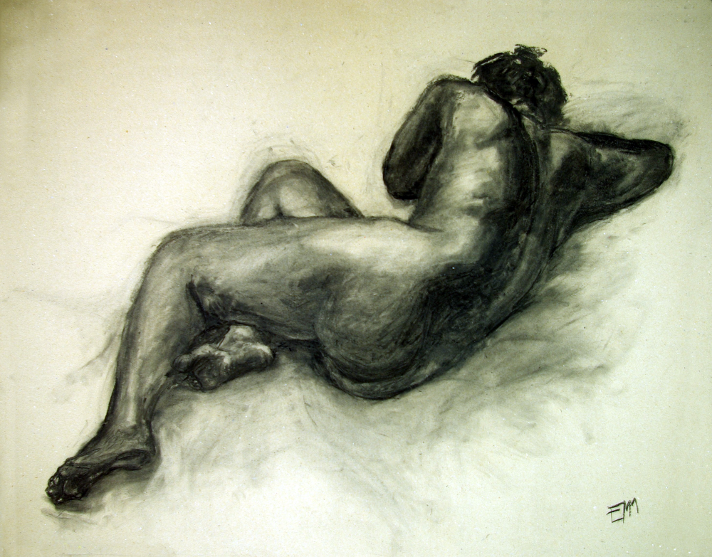 Nude, 2012, charcoal on kraft paper, 89 x 111 cm