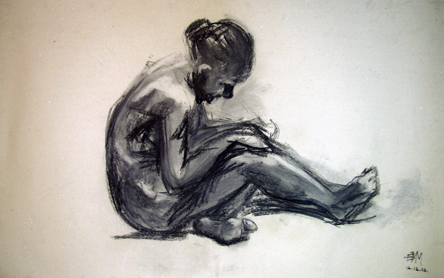 Nude, 2012, charcoal on kraft paper, 89 x 131,5 cm