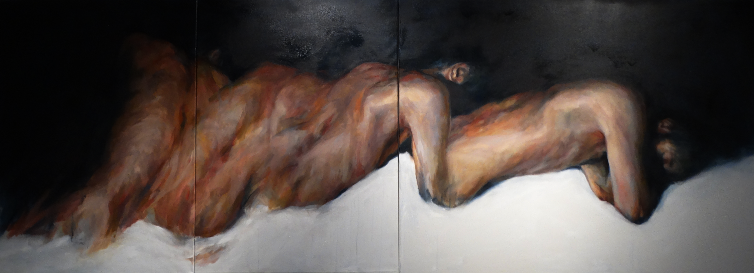 &quot;Kuulatus I-III&quot; 2018, oil on canvas,  90 x 260 cm