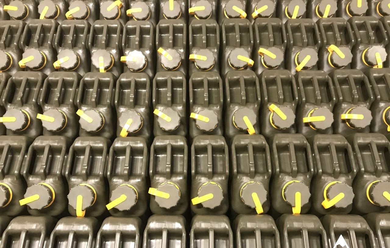 Scepter military fuel cans in stock at the Foxberg warehouse in Estonia