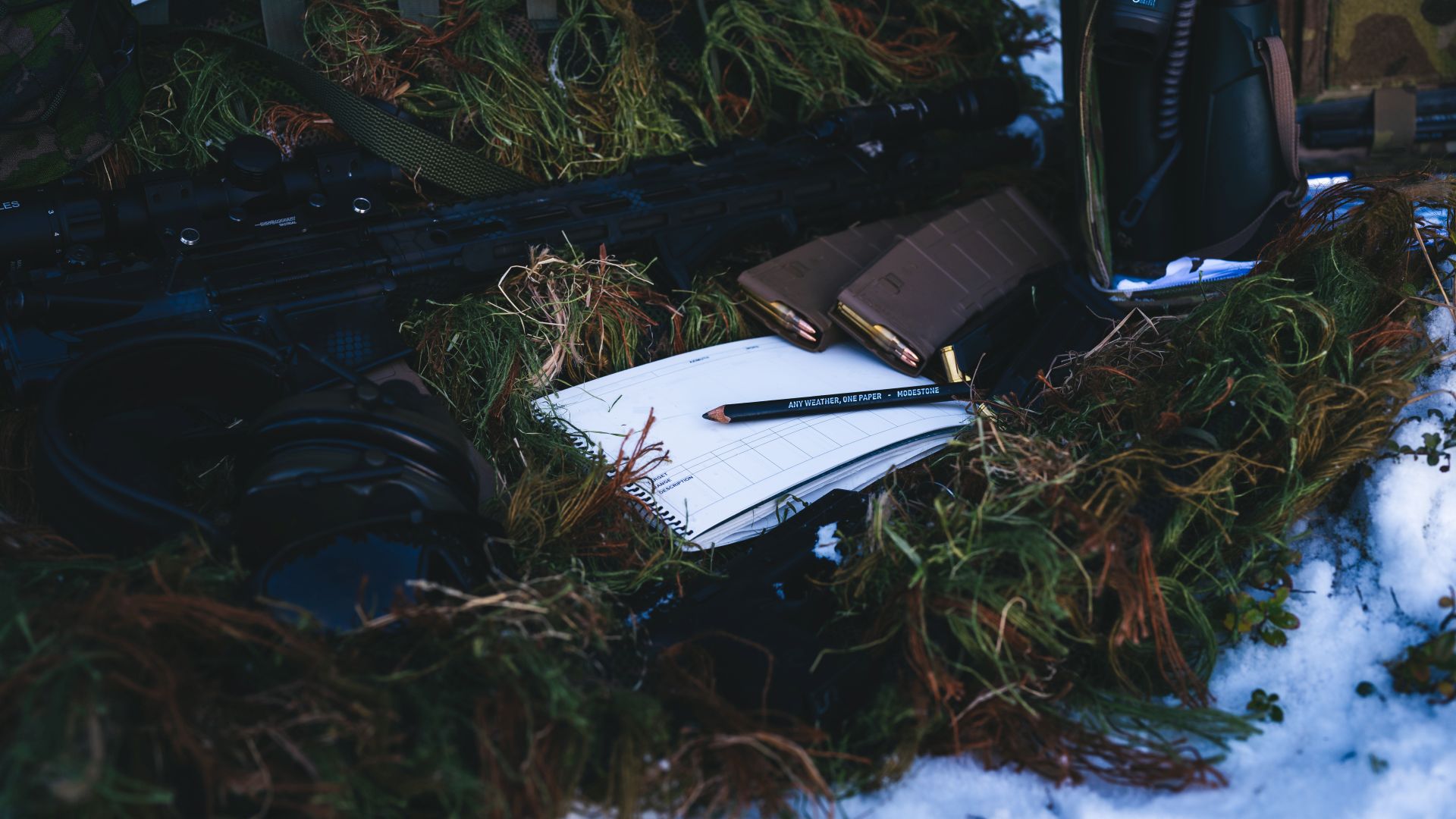 Modestone waterproof notebook in wet ground