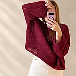 Burgundy cozy sweater selfie