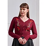 Banned retro nara burgundiapunane lilledega kardigan 1