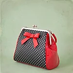 Banned retro polka starr käekott must punane  – täpiline (10)