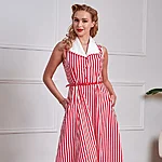 Banned retro red genevieve triibuline kleit (1)