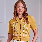 Banned retro yellow penny flower kardigan (8)