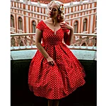 Dolly & dotty lily punane täpiline swing kleit – retro pin up stiil (2)