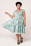 Hell Bunny Kellie 50s Midi Dress – Western Print Mint Green