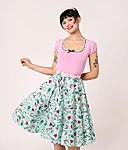 Hell bunny kellie 50s midi skirt – western print mint green (11)