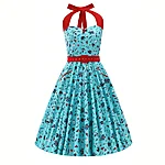 Kaelatagant seotav old school mustriga sinine kleit dolly and dotty 1