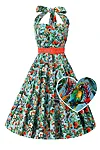 Dolly & Dotty 50s Swing Dress – Daisy Tropical Parrot Halter Dress