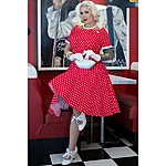 Punane retro kleit valgete täppidega darlene 1