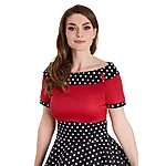 Punane must täpiline retro stiilis kleit darlene