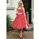 Punase valge mummuline retro kleit pinup stiilis kleit daisy punane (2)