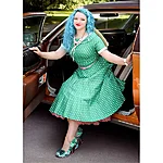 Retro kleit roheline valgete täppidega pinu up stiilis kleit (2)