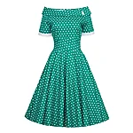 Retro kleit roheline valgete täppidega pinu up stiilis kleit (4)