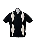 Steady Diamond Duo Bowling Shirt – Black Cream Diamond