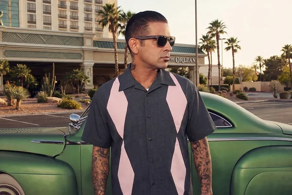 Steady Diamond Duo Bowling Shirt – Charcoal Pink Diamond