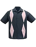 Steady Diamond Duo Bowling Shirt – Charcoal Pink Diamond