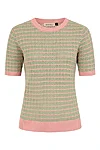 Banned 40s Style Knitted Top - Green Pink Stripes