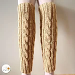 Rahecraft acrylic yarn legwarmers beige cable knit handmade
