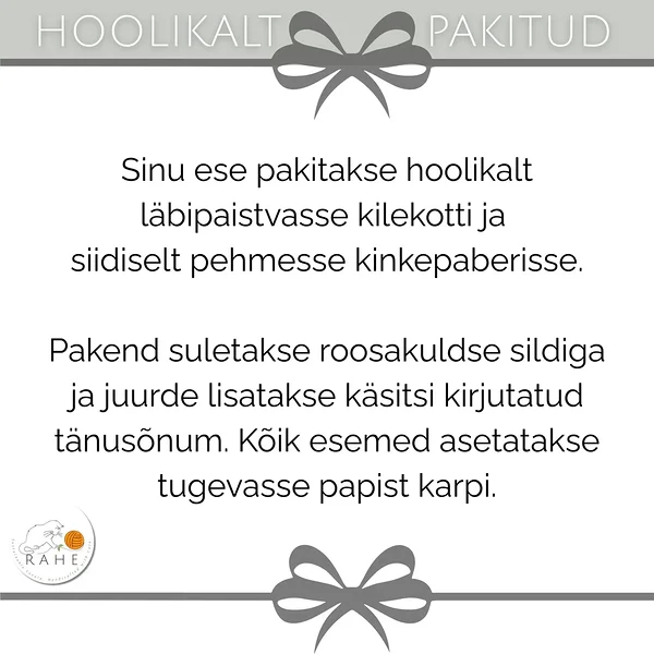 RAHEcraft käsitöötoode on hoolikalt pakendatud ja turvaliselt teele saadetud.