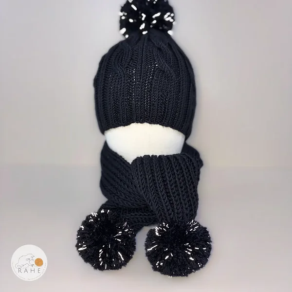 Hand-knitted merino wool hat & scarf set for kids, men, and women