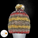 Cable knit gradient acrylic beanie reflective yellow orange brown rahecraft