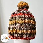 Cable knit gradient acrylic reflective beanie orange brown rahecraft