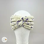Chunky wool knit twist headband white purple rahecraft 1