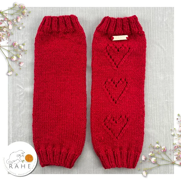 Red Lace Leg Warmers for kids, teens, petite adults, Wool Blend Romantic Ski, Ballet & Yoga Warmers