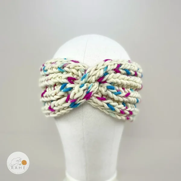 Hand-knitted speckled wool headbands for kids, teens, and women alike. Soft and stretchy ear warmers in fisherman's rib. Cozy Estonian handicraft gift idea.