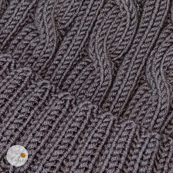 Reflective pom pom beanie hat. Hand-knitted kids merino hat.