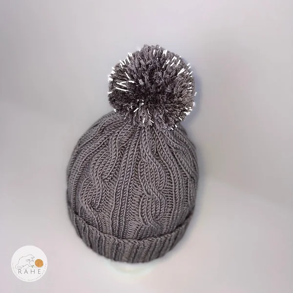 Womens knitted merino hat with a double brim. Hand-knitted reflective hat for ladies.  Estonian handicraft.