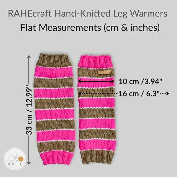 RAHEcraft hand-knitted merino wool leg warmers size chart – Estonian handmade children’s gift idea.