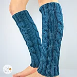 Hand knitted merino wool leg warmers blue kids rahecraft side view