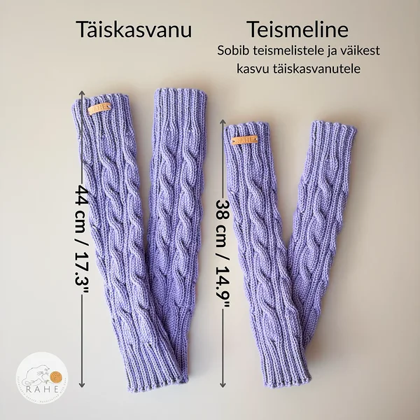 Helelillad palmikkoes meriino säärised RAHEcraftilt, käsitsi valmistatud pehmed ja soojad säärised igapäevaseks kandmiseks