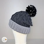 Hand knitted merino wool reflective pom pom winter hat kids teens women men grey charcoal black rahecraft 3
