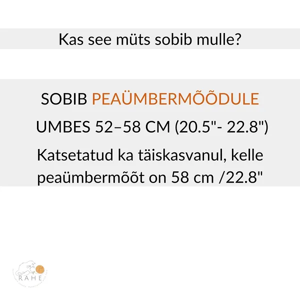 Käsitsi kootud mütsi sobivus ja mõõdud – lastele, noortele ja täiskasvanutele