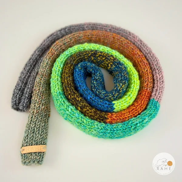 Hand-knitted wool blend scarf narrow long gradient colorful for girls and women