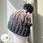 Handknit ombre cable knit beanie grey dusty rose rahecraft