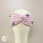 Light pink merino wool headband grey popcorn front view rahecraft