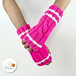 Neon pink merino fingerless gloves cable knit sporty style rahecraft