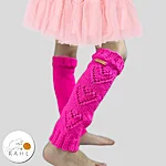 Neon pink merino wool leg warmers lace heart motif rahecraft 2