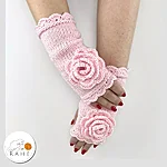 Pink merino lace gloves on hands rahecraft