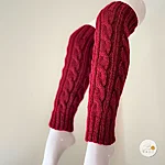Rahecraft dark red cable knit leg warmers handmade vegan friendly