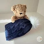 Rahecraft gift idea navy cable beanie flatlay teddy