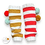 Rahecraft handknit striped kids merino legwarmers pom poms winter dancewear 1
