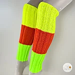 Rahecraft handmade merino leg warmers neon yellow orange green styled